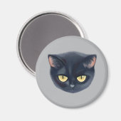 Aimant Visage de chat noir mignon (Recto/Verso)