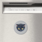 Aimant Visage de chat noir mignon (In Situ (Lave-vaisselle))