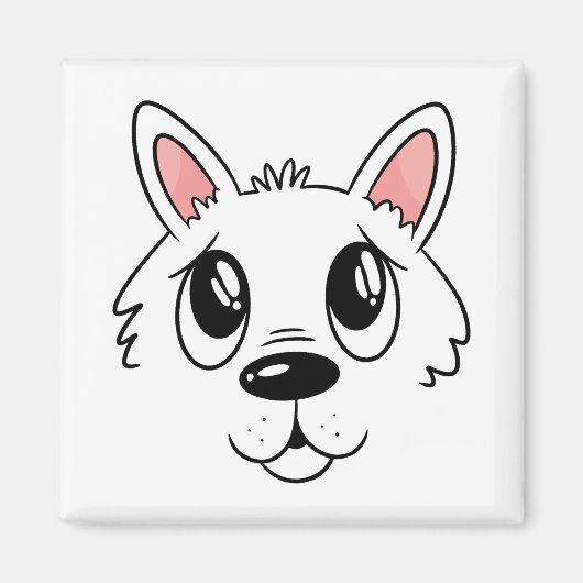 Aimant Visage de Chien Heureux (Devant)