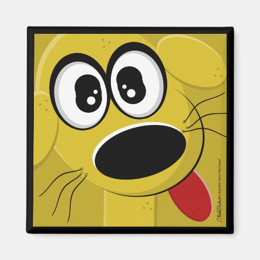 Aimant Visage de chien jaune (Devant)