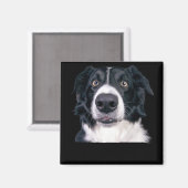 Aimant Visage de chien noir et blanc (Recto/Verso)