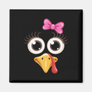 Aimant Visage de dinde mignon de Thanksgiving Coquette Bo