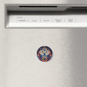 Aimant Visage de hibou géométrique coloré (In Situ (Lave-vaisselle))