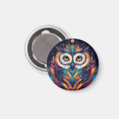 Aimant Visage de hibou géométrique coloré (Recto/Verso)