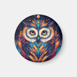Aimant Visage de hibou géométrique coloré