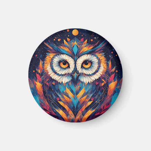 Aimant Visage de hibou géométrique coloré (Devant)