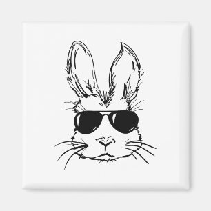 Aimant Visage de lapin original de Pâques avec lunettes d