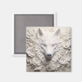 Aimant Visage de loup blanc 3D (Recto/Verso)