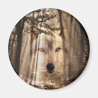 Aimant Visage de loup dans les bois