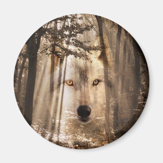 Aimant Visage de loup dans les bois (Devant)