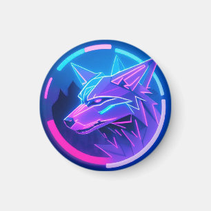 Aimant Visage de loup néon futuriste dans l'art géométriq