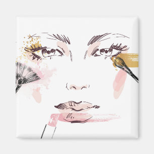 Aimant Visage de maquillage d'aquarelle
