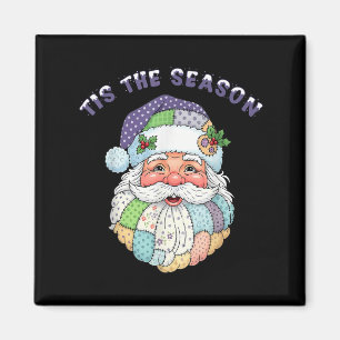 Aimant Visage de Père Noël Patchwork Noël Féminin Prépa