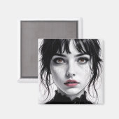 Aimant Visage de porcelaine regard d'âme fêlée.  (Recto/Verso)