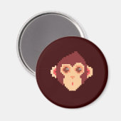 Aimant Visage de singe pixelisé mignon (Recto/Verso)
