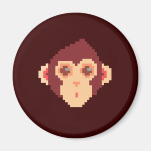 Aimant Visage de singe pixelisé mignon