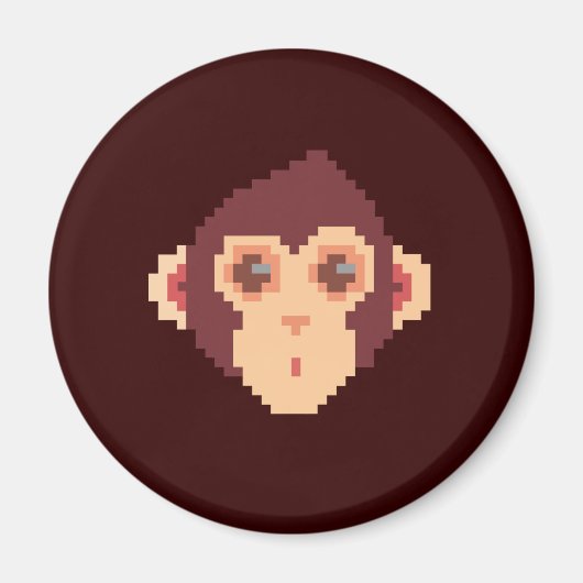 Aimant Visage de singe pixelisé mignon (Devant)