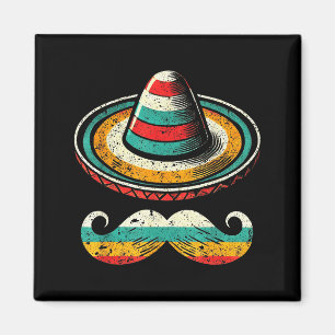 Aimant Visage de Sombrero Cinco De Mayo Moustache Fiesta
