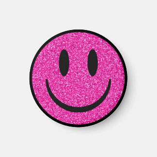 Aimant Visage de sourire rose Parties scintillant