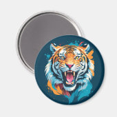 Aimant Visage de tigre torride (Recto/Verso)