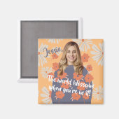 Aimant Visage drôle | Belle Fleur Nom Photo (Recto/Verso)