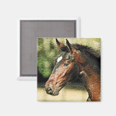Aimant Visage du cheval mosaïque Carreaux (Recto/Verso)