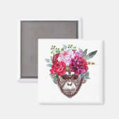 Aimant Visage du singe de fleurs (Recto/Verso)