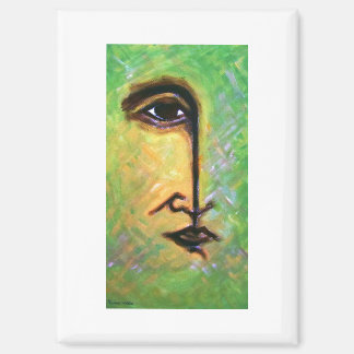 Aimant Visage fragmenté vert et jaune par Hassan Wahba
