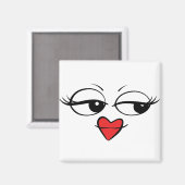 Aimant Visage mignon avec lèvres du coeur et cils (Recto/Verso)