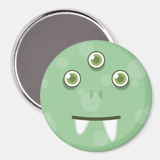 Aimant visage monstre vert (Recto/Verso)