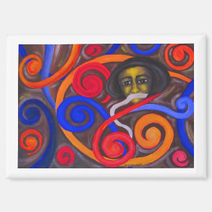Aimant Visage parmi des spirales colorées par Hassan Wahb