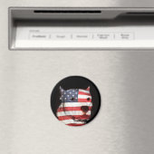 Aimant Visage pitbulle patriotique (In Situ (Lave-vaisselle))