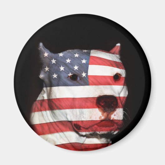 Aimant Visage pitbulle patriotique (Devant)