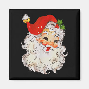 Aimant Visage rétro joyeux du Père Noël vintage St. Nicho