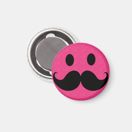 Aimant Visage rose Moustache Moustache Stache (Recto/Verso)
