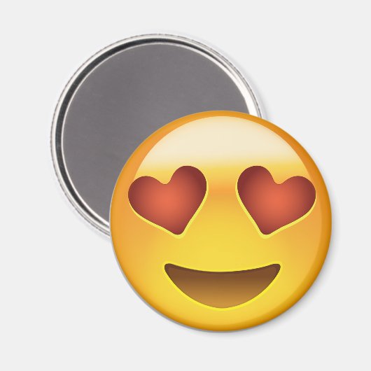 Aimant Visage souriant avec les yeux en forme de coeur Em (Recto/Verso)