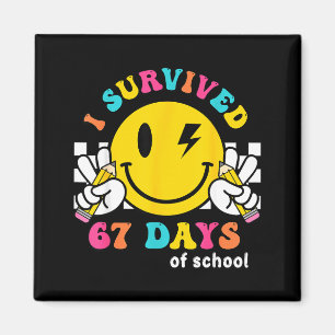 Aimant Visage souriant J'ai survécu 67 jours d'école