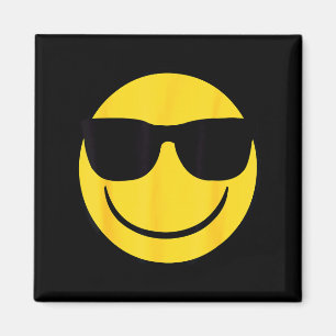 Aimant Visage sourire jaune lunettes rétro Emoji officiel