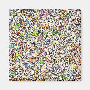 Aimant Visages de dessin animé bizarres crayon de couleur