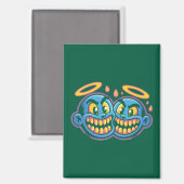 Aimant Visages souriants. (Recto/Verso)