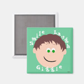 Aimant Visages souriants Brown Cheveux Vert Eyed Boy (Recto/Verso)
