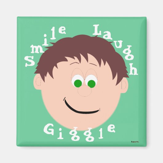 Aimant Visages souriants Brown Cheveux Vert Eyed Boy (Devant)