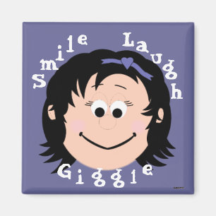 Aimant Visages souriants Fille des cheveux noirs