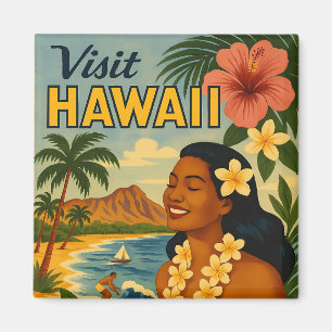 Aimant Visite Hawaii Tourisme Art Mid Century