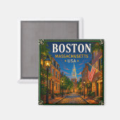 Aimant 🍁 Visite historique de Boston Massachusetts 🍁 (Recto/Verso)