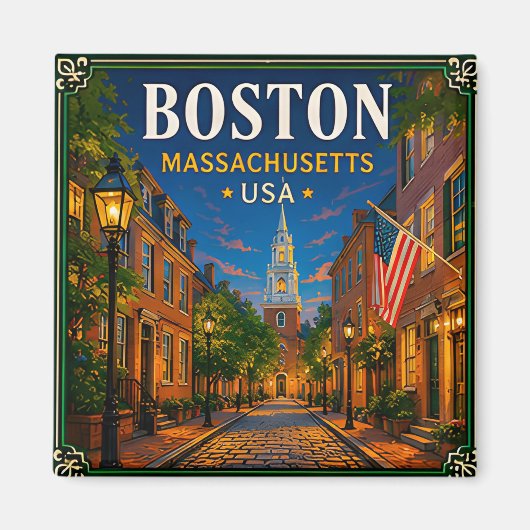 Aimant 🍁 Visite historique de Boston Massachusetts 🍁 (Devant)