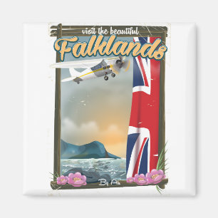 Aimant Visitez l'affiche de voyage des belles Malouines