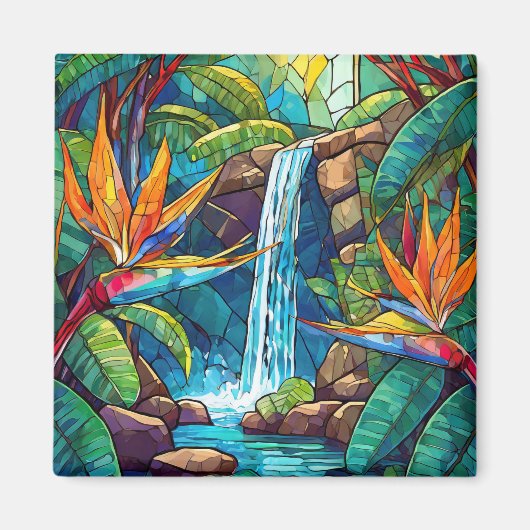 Aimant Vitrail tropical (Devant)