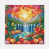 Aimant Vitrail tropical (Devant)