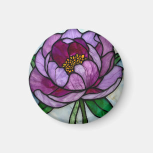 Aimant Vitraux Pivoine Violette